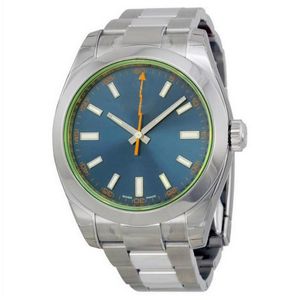 Blue Black Luxury Watch Men Milgaus 40mm Automatisk Sj￤lvvind No Battery Model 116400GV Watches Rostfritt st￥l 18K Oyster AAA247P