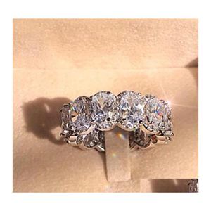 Wedding Rings Stunning Limited Edition Eternity Band Promise Ring 925 Sterling Sier 11Pcs Oval Diamond Cz Engagement For Women Lover Otmjg