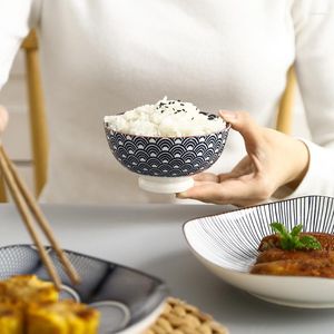 ボウルズ日本のZefeng 4.5インチライスボウルセラミックグレーズカラー背の高い足の厚いシンプルな家庭用スープ