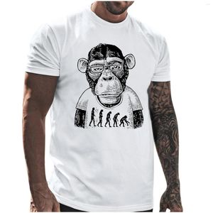 Men's T Shirts Male Summer Chimpanzee Print T-Shirt Round Neck Short Sleeve Tops Casual Funny Party Hip Hop Camisetas Hombre