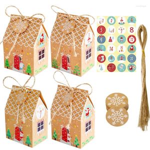 Embrulhado de presente 24pcs casa de natal shape bolsas de doces caixas de biscoito de embalagens de biscoitos pingentes de árvore s