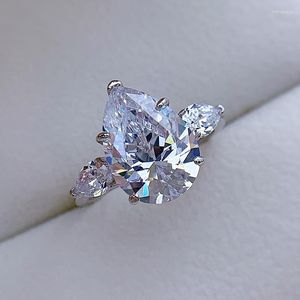 Clusterringen 10 14 mm waterdruppel peervormige verlovingsring voor vrouwen 925 sterling zilveren mode diamant fijne sieraden