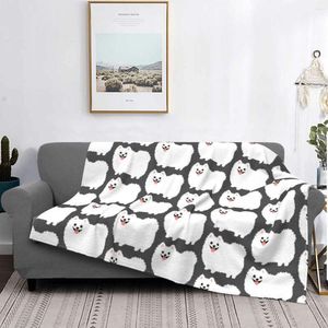 Koce puszysty biały pomorski koc pies pies szczeniak zwierzęcy pluszowe ciepłe miękkie flanelfleece rzut na sofę do łóżka pokrywę sypialnię