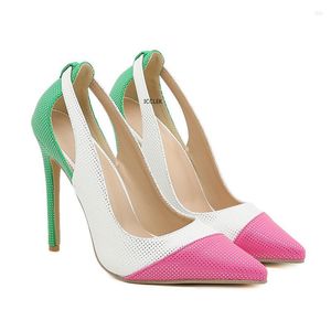 Scarpe eleganti 2023 Décolleté da donna a colori stile Primavera Autunno Lady Punta a punta Tacchi a spillo Party Prom Stripper