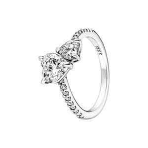 Ring Sparkling Ring Real Sterling Silver avec bo￮te d'origine pour Pandora Fashion Wedding Party Bijoux pour femmes CZ Diamond Girlfriend