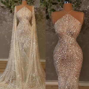 Sparkly Sequined Mermaid Wedding Dress with Wrap Illusion Bling Dubai Princess Bridal Gowns Robe De Soiree Turkish Couture Abendkl6973955