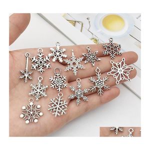 Charms Mixed Christmas Snowflake Pendants Fit For Necklace Armband Smycken som g￶r DIY Handgjorda antika Sier -tillbeh￶r C3 Drop Del Otxi9