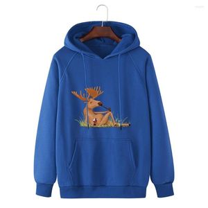 Men's Hoodies Elk Print Hooodie Autumn Winter Christmas Hooded Sweatshirt Street Hip Hop Pullover Hoody Plus Size Clothing