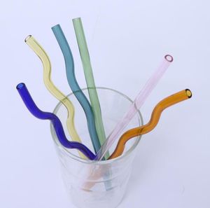 Cannucce riutilizzabili in vetro borosilicato ecologico da 8-200 mm Resistenza alle alte temperature Cannuccia da cocktail al latte dritta piegata colorata trasparente SN535