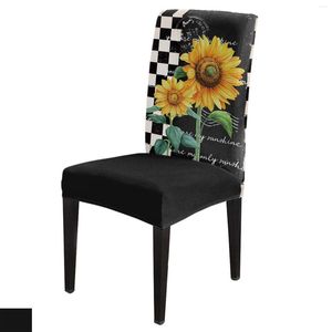 Coperture per sedie per la fattoria di campagna Sunflegatura Black Proid Dining Cover 4/6/8pcs Custodia per cassetta elastica spandex per la casa per la casa di nozze