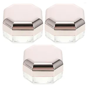 Storage Bottles 3pcs Loose Powder Cases Boxes Octagonal Containers For Trip Packing Cosmetic