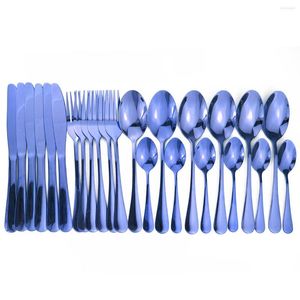 Yemek takımı setleri 24pcs shiy lüks altın çatal düğün sofrası çatalları çatal bıçağı kaşıklar gümüş eşya seyahat seti damlası