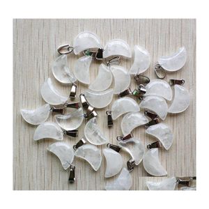 Charms Natural White Quartz Crystal Crescent Moon Shape Pendants For Diy Jewelry Making Wholesale Drop Delivery Findings Components Dhmgs