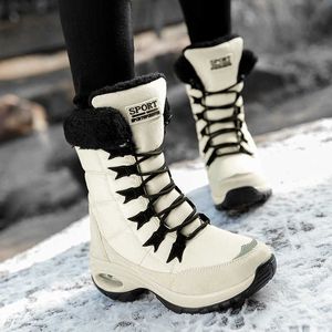 Top Boots Racchette da neve alla moda per donna Piattaforma in pile spesso Stivale a metà polpaccio Cuscino d'aria antiscivolo Ammortizzazione Viaggio Escursionismo Sci in inverno 221213