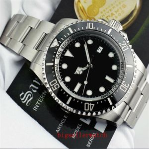 Новые мужские часы с глубоким керамическим безелем Sea-dweller 126660 44 мм из нержавеющей стали, скользящая застежка, автоматические механические часы Chrono268o