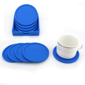 Bordmattor 4st/Set Round Heat Resistant Silicone Mat Isolation Placemat Drink Mug Coasters Coffee Non -Slip Pad Holder