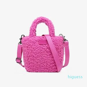 Autumn Winter Bucket Bag Casual Versatile Crossbody Shoulder Bags Lambs Wool Handbags Purses