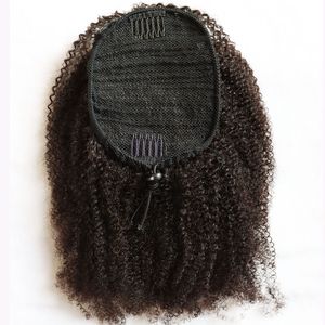 Afro Kinky Curly Drawstring Ponytail Mongolian Kinky Curly Wrap Around Ponytail 4B 4C Remy Hair Extensions Human Hair Ponytail