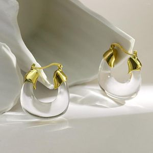 Серьги обруча Flashbuy Модная прозрачная смола для женщин геометрический круг круга золота
