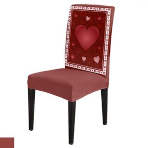 Chair Covers Valentine'S Day Love Red Lips Wine Cover Dining Spandex Stretch Seat Home Office Decoration Desk Case Set