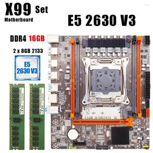 Материнские платы X99 Материнская плата Set LGA 2011 3 для Intel E5 2630 V3 CPU 16 ГБ сервера ECC Memory Memory M.2 NVME Kit Mainboard