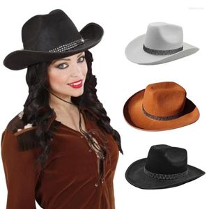 Berets Cowboy Hat For Girls Sparkly Cowgirl With Sparkling Rhinestones Cute Birthday Party Costume Accessories