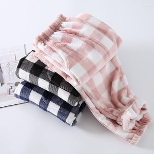 Women's Sleepwear Sweethearts Lace Nightwear Long Plaid Pant Elastic Waist Sleep Bottoms Flannel Winter Pajamas Print Lovers' Casual