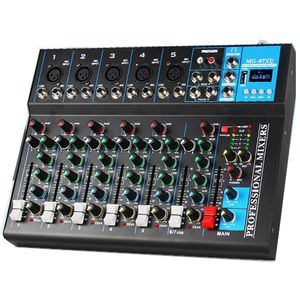 Professional Digital 7 Channels Audio Mixer Electronics mixing console for DJ Speaker Stage Studio System Recording Karaoke Player Singing Computer USB