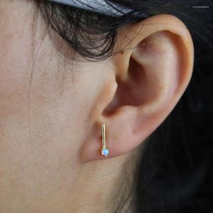 Stud Earrings Real 925 Sterling Silver Opal Stone Paved With Gold Color Women Lady Fashion Wedding Moon Earrig