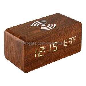 Desk Table Clocks Mtifunctional Digital Alarm Clock Wireless Charging Led Highquality Electronic For Children Adt Drop Delivery Ho Dhbxz