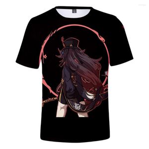 Kvinnors t-skjortor m￶nster o-hals barn skjorta ton￥rskl￤der genshin p￥verkar cosplay hu tao kawaii t-shirt 3d tryck m￤n/kvinnor streetwear
