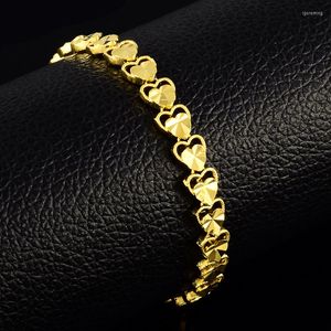 Charm armband 24k gult guld vakuumplätering hjärtan armband för kvinnor grossist mode smycken tillbehör