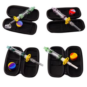 Headshop214 NC015 Hookah Spill-proof Smoking Pipe Colorful Calabash Glass Bong About 6.93 Inches 10mm 14mm Quartz Banger Nail Ceramic Tip Clip Dabber Tool Bag Set