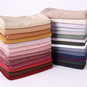 28 Colors Plain Solid Soft Thin Silk Stain Instant Hijab Lady Beach Cover-Up Shawls Wrap Neck Stole Muslim 180x70Cm