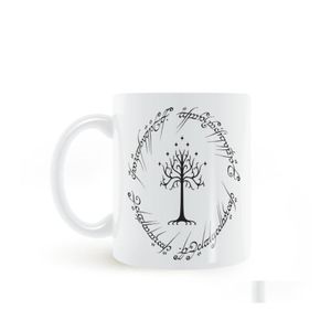 머그잔 반지의 군주 영감 영감을주는 흰색 나무 곤더 머그 커피 밀크 세라믹 컵 크리에이티