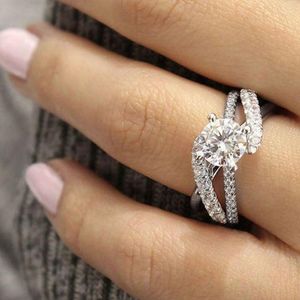 Bröllopsringar Fashion Jewelry Women's Zircon Rose Gold Ring Engagement Gifts