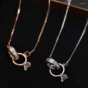 Link Bracelets Beautiful Shiny Circle Crystal And Ring Bracelet For Woman Copper Jewelry Top Quality