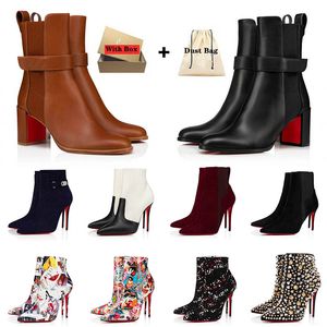 designer boots booties 2022 mujeres sobre la rodilla dama sexy bombas de punta estrecha estilo de moda tacones altos bota tobillo corto lujo rojo fondos