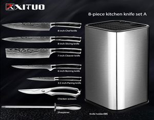 Xituo Keukenmessen hebben Japanse roestvrijstalen laser damascus patroon chef Santoku Cleaver utility gyuto uitrusting mes gereedschap1242490
