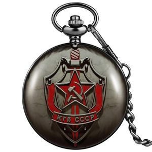 Pequeno relógio pendente quartzo bolso de bolso Número de discagem clássica Hammer Sickle Sword Pattern Men Mulheres individualidade colar preto2009