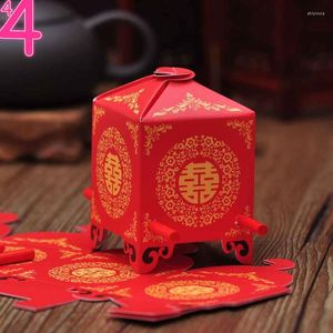 Presentförpackning kinesisk asiatisk stil röd dubbel lycka sedan stol bröllop favorit box party godisförpackning