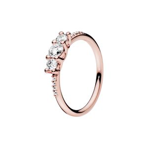 ROSE GOLD CLEAR TREESTONE RING MED ORIGINAL BOX FￖR PANDORA AUTENTISKA Sterling Silver Wedding Jewelry for Women Girls Cz Diamond Designer Engagement Rings