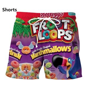 Hip Hop Sportwear Punk Casual Loose Track Pants Autumn Men Cool Print Froot Loops Cereal 3d Shorts 001