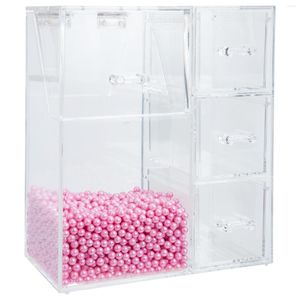 Caixas de armazenamento maquiagem organizador de caneta escova de ponto de pó de copo transparente de tabela de escritórios Pad Pad Decorative DesktopContainer