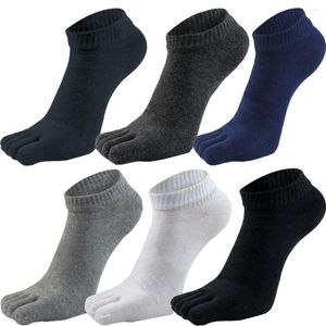 Men's Socks 6 Pairs Five-finger For Men Cotton Low Cut Solid Color Ankle High Casual Toe Deodorant Moisture Wicking Sox