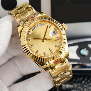 Luksusowy tydzień zegarków męskich Złoty okrągłe tarcza 41 mm Diamentowy Time Znak Sapphire Crystal Glass Solding Bluckle Stal nierdzewna 904L W pełni automatyczna maszyna Montre de Luxe