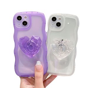 Casos de telefone celular de borda ondulada iPhone Ins estilo simples Caso suave Sweetheart Stand Back Cover Para Apple 14Pro 14Plus 13 12 11 Pro Max XS XR Candy Color Protective Covers