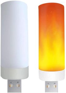 Luzes noturnas usb led chama efeito lâmpada simulação de lâmpada dinâmica lâmpada piscando velas sem chamas Luz para decoração de casa acampamento