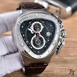 Ny version kronograf Working Triangle Watch Men jubileum VK Quartz Sport Racing Car 18K Rose Gold Leathe Mens Watch Watches289g