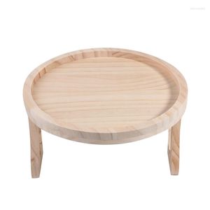 Plates C1FA Couch Tray Sofa Table Arm Clip Eco-friendly Wood Material Home Accessories For Drink Fruit Coffee